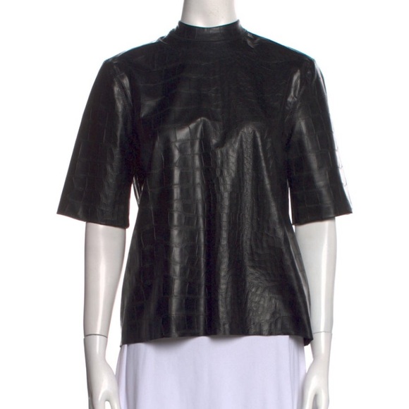 Nanushka Leather Mock Neck Short Sleeve Top - Picture 4 of 7
